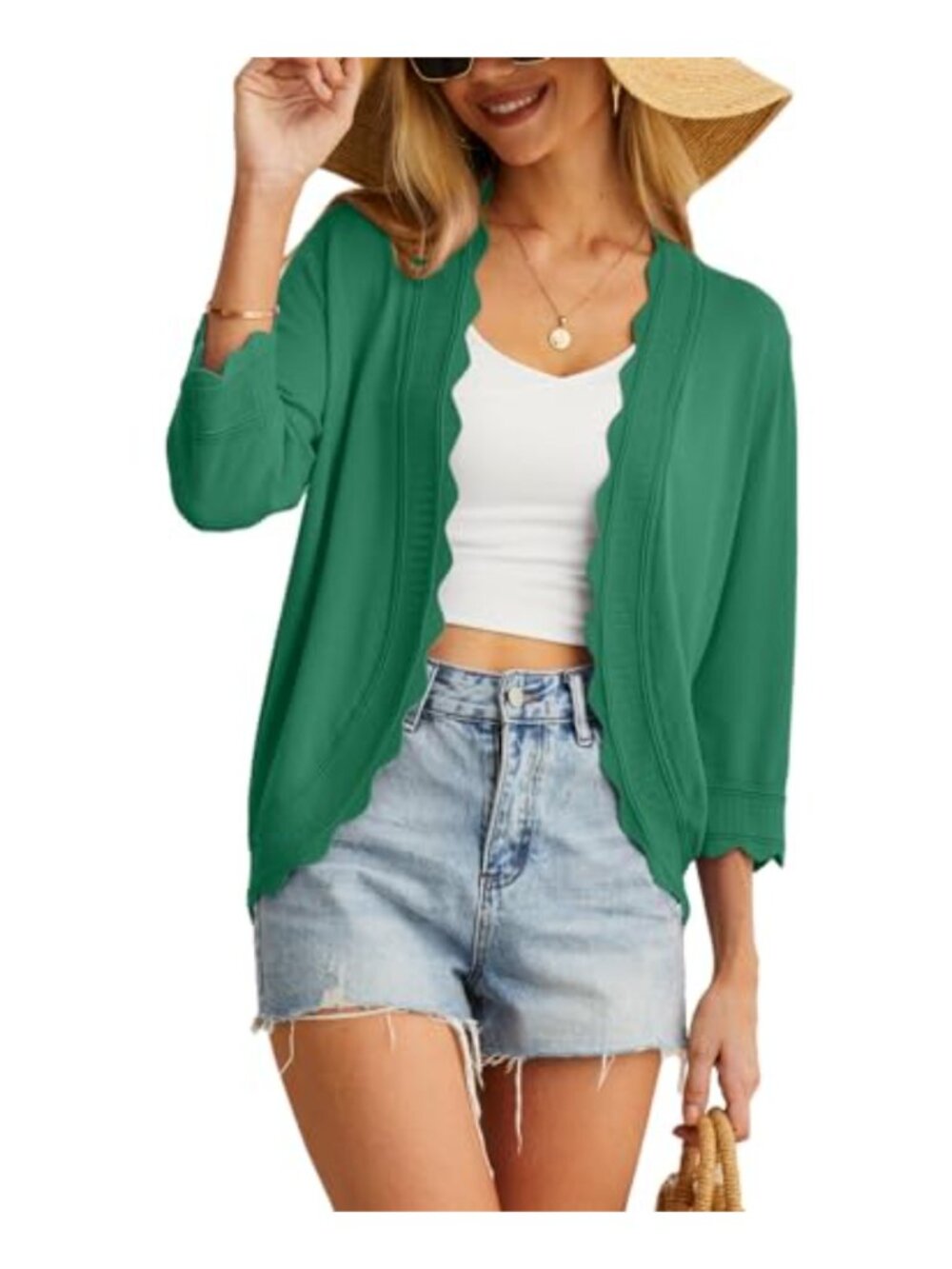 Women's Lightweight Open Front Cropped Knit Cardigan Shrug